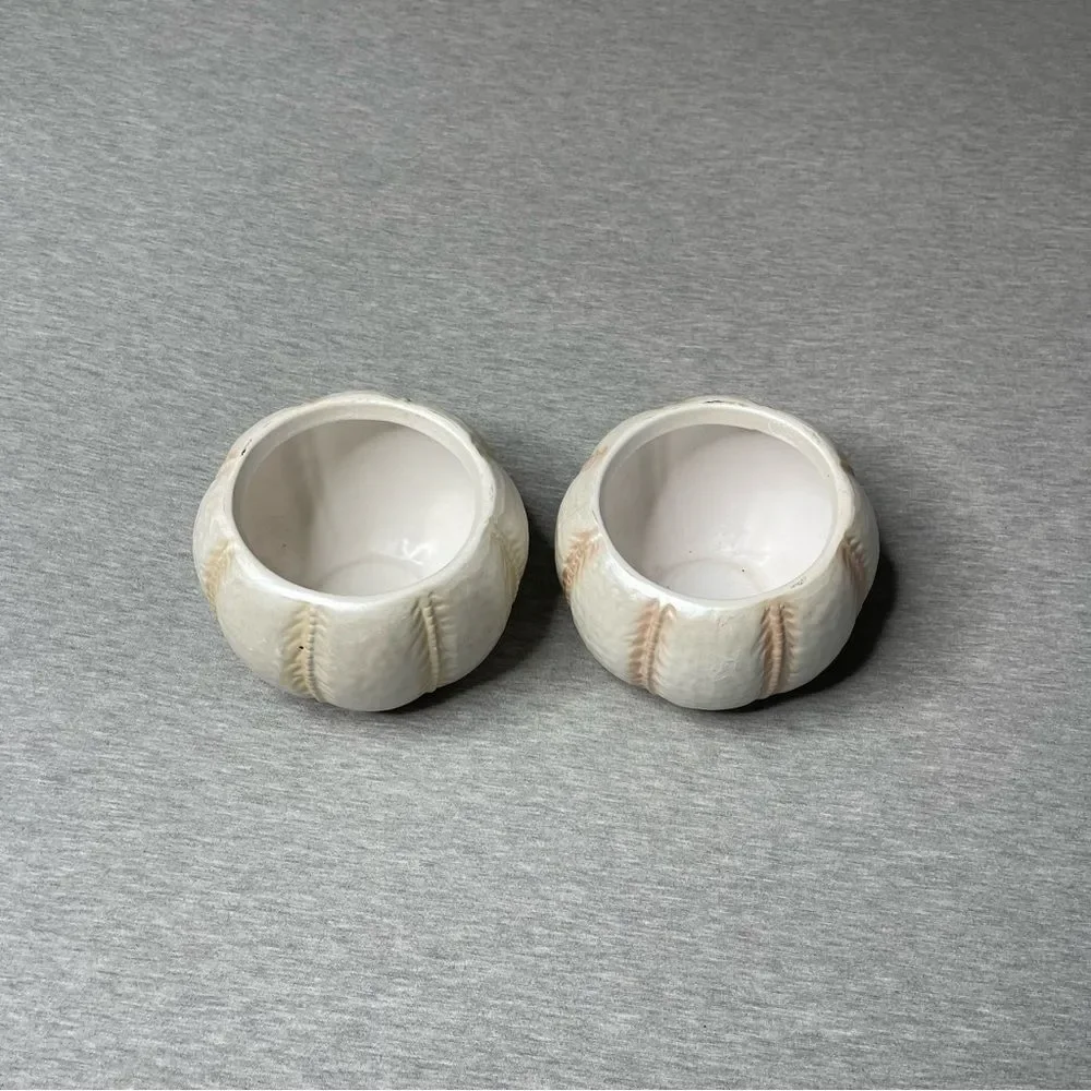 Target Biege 5” Round Pumpkin Ceramic Planter Pot 2 PCS. Set